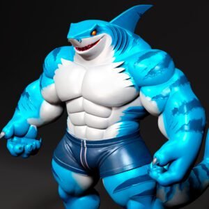 Cartoon Muscular Shark STL 3D PRINTING